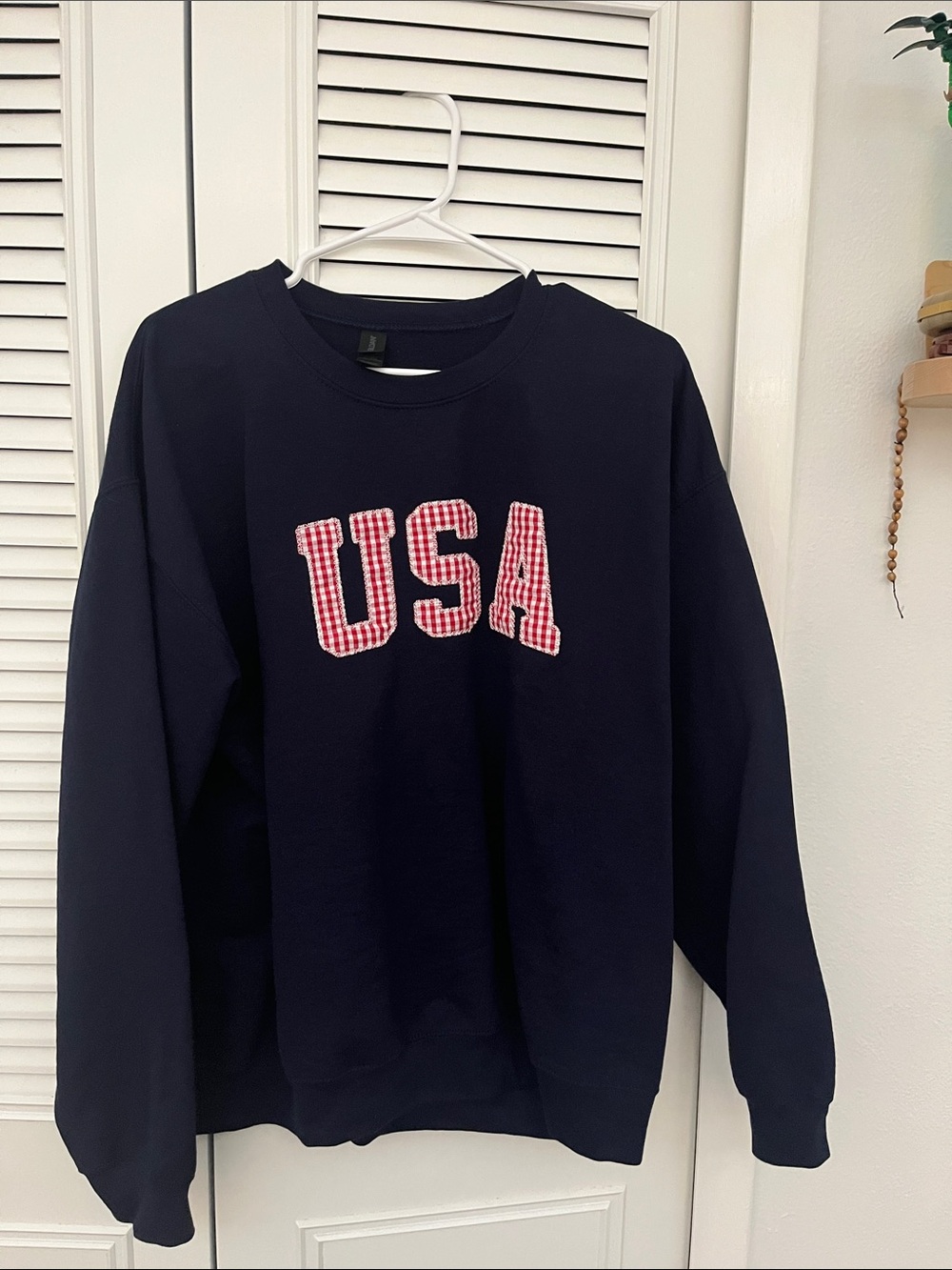 usa patchwork crewneck
